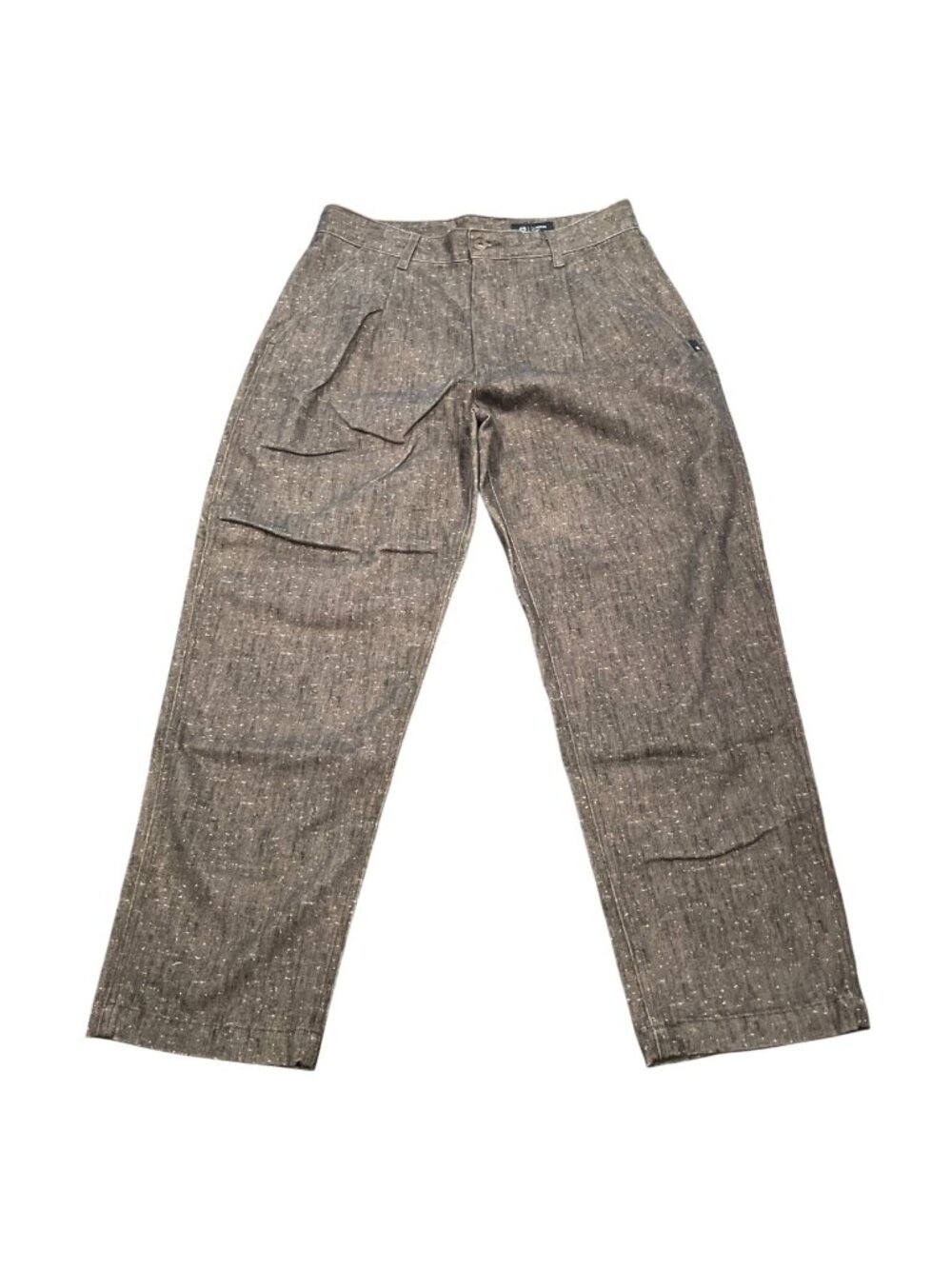 AG Adriano Goldschmied Cropped Chino Pant 32x27 Pleated Dark Brown Dot High Rise